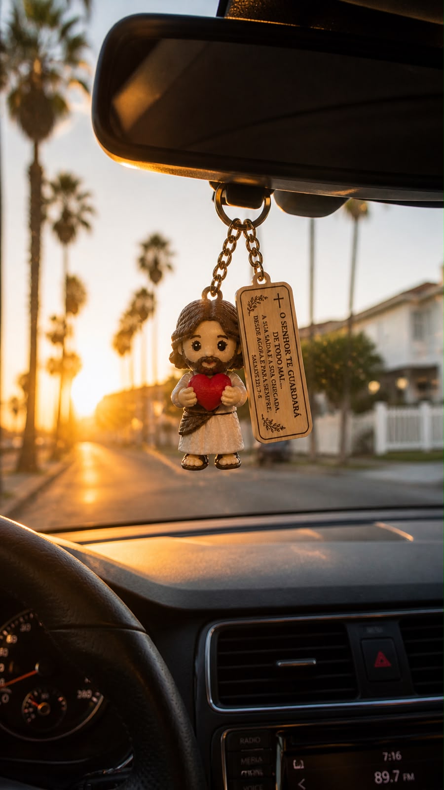 Jesus com plaquinha no carro